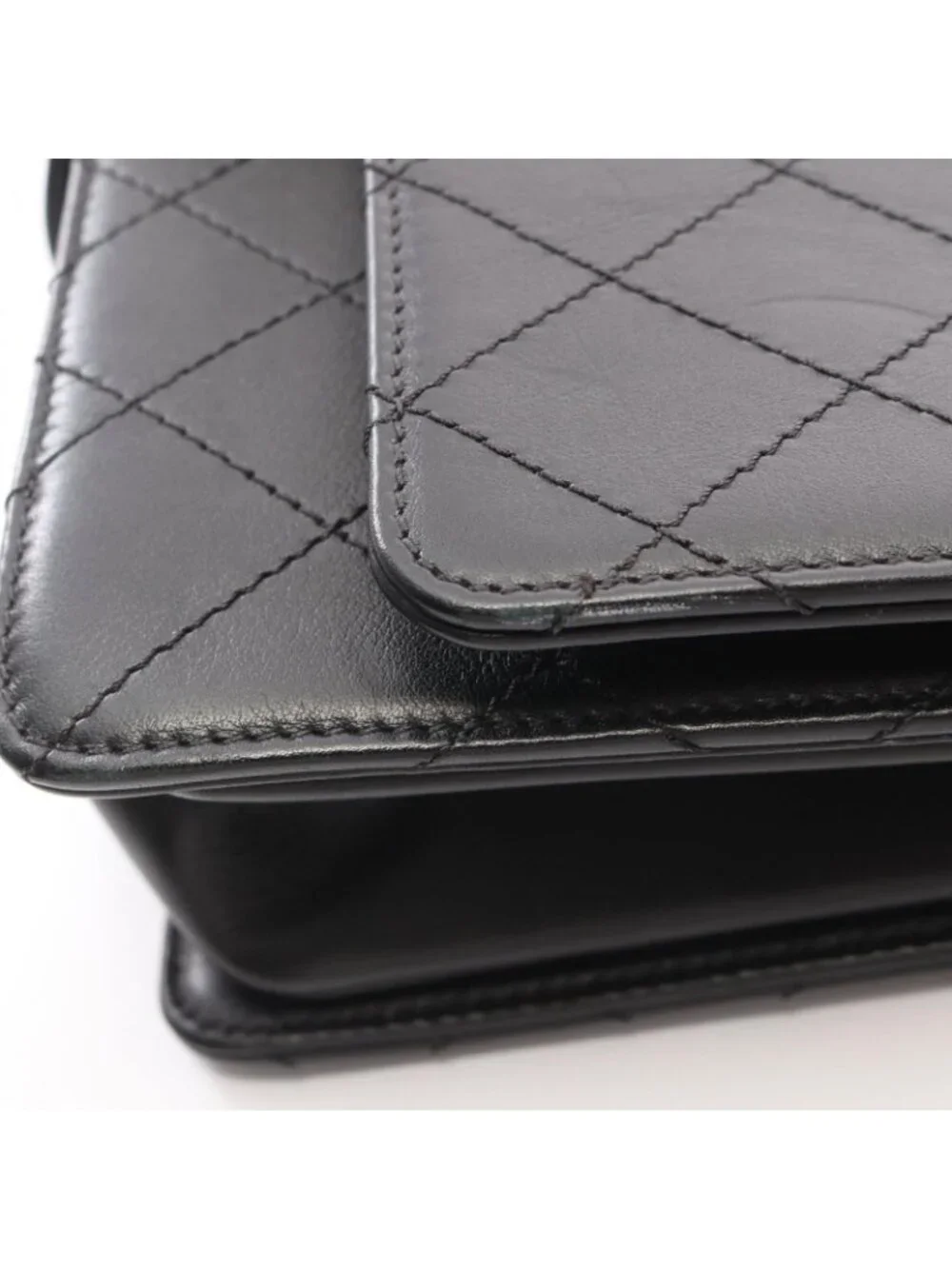 Chanel Shoulder Bag Quilted 2-Way Black Leather Chain